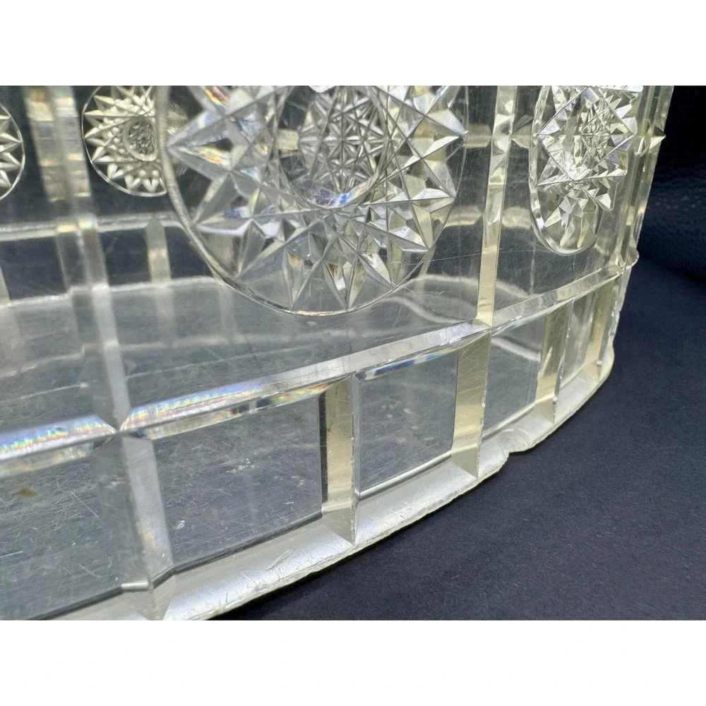 Vintage 1960S Acrylic Lucite Atomic Starburst MCM Clear Oval Trash Can Vanity